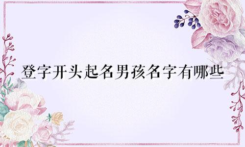 登字开头起名男孩名字有哪些