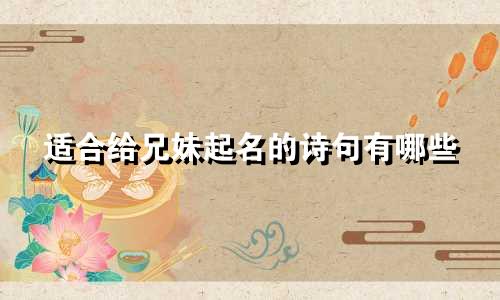 适合给兄妹起名的诗句有哪些