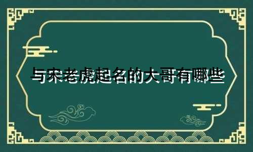 与宋老虎起名的大哥有哪些