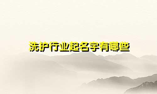 洗护行业起名字有哪些