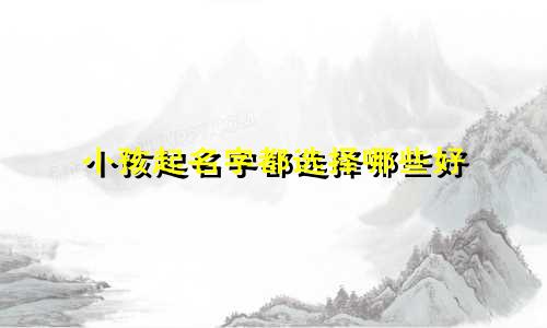 小孩起名字都选择哪些好