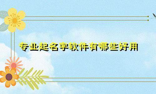 专业起名字软件有哪些好用