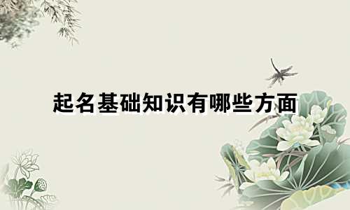 起名基础知识有哪些方面