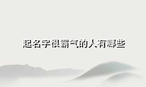 起名字很霸气的人有哪些