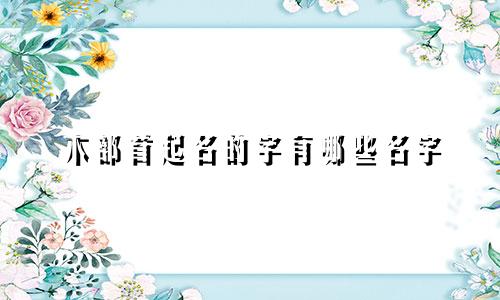 木部首起名的字有哪些名字