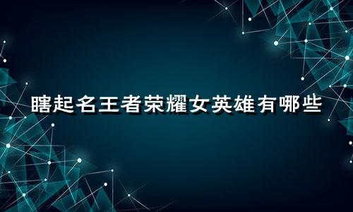 瞎起名王者荣耀女英雄有哪些