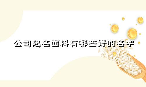 公司起名面料有哪些好的名字