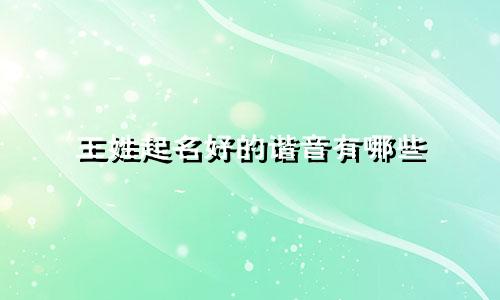 王姓起名好的谐音有哪些