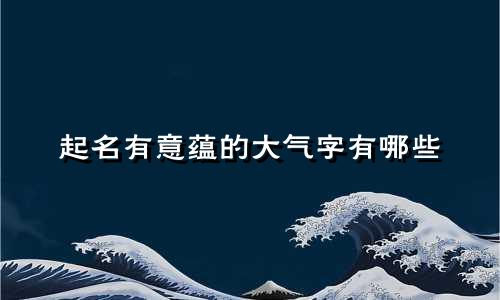 起名有意蕴的大气字有哪些