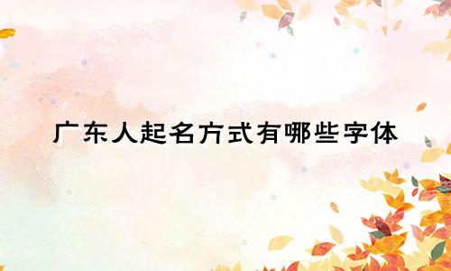广东人起名方式有哪些字体