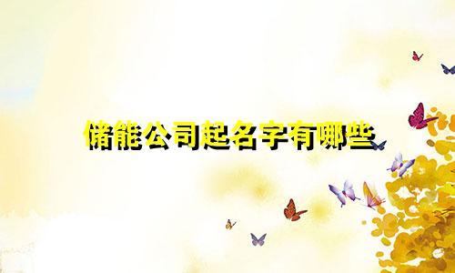 储能公司起名字有哪些