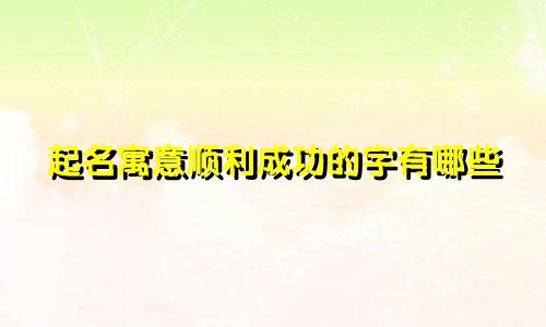 起名寓意顺利成功的字有哪些