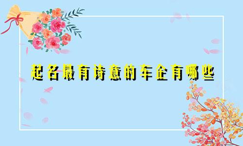 起名最有诗意的车企有哪些