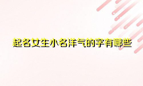 起名女生小名洋气的字有哪些