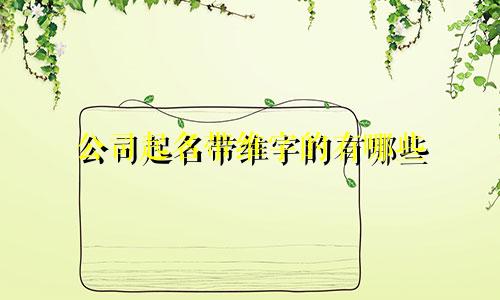 公司起名带维字的有哪些