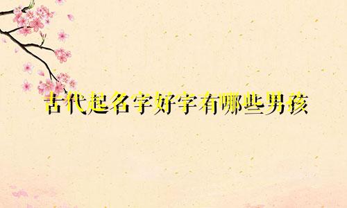 古代起名字好字有哪些男孩