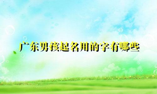 广东男孩起名用的字有哪些