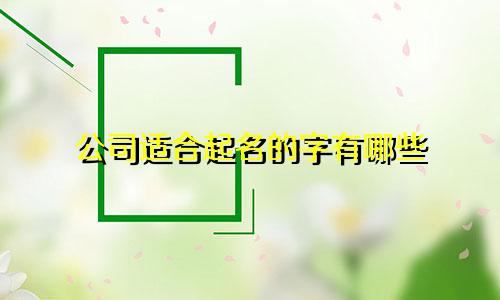 公司适合起名的字有哪些