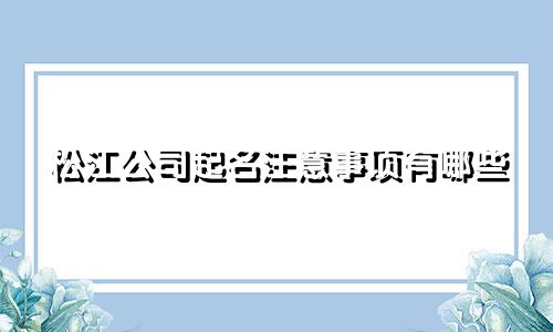 松江公司起名注意事项有哪些