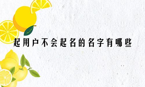 起用户不会起名的名字有哪些