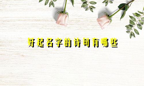 好起名字的诗句有哪些