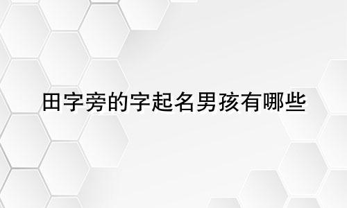 田字旁的字起名男孩有哪些