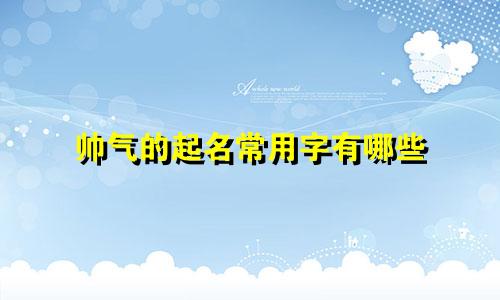 帅气的起名常用字有哪些
