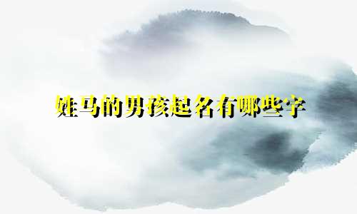 姓马的男孩起名有哪些字
