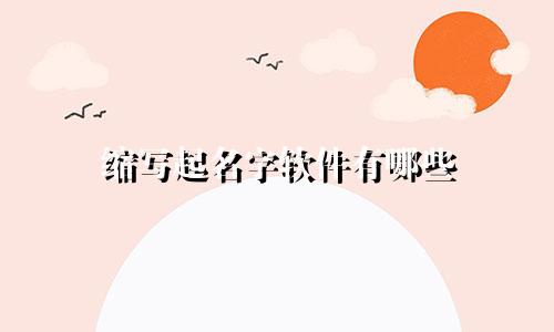 缩写起名字软件有哪些