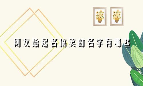 网友给起名搞笑的名字有哪些
