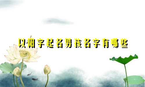 以阳字起名男孩名字有哪些