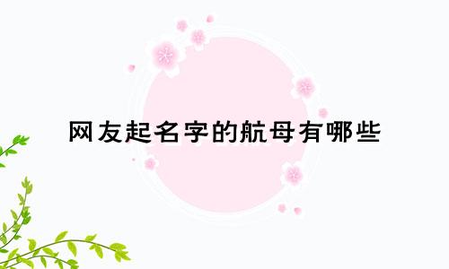 网友起名字的航母有哪些