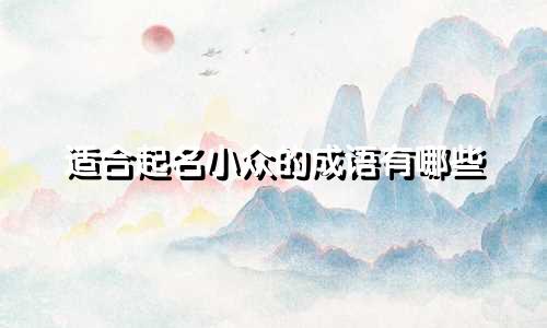 适合起名小众的成语有哪些