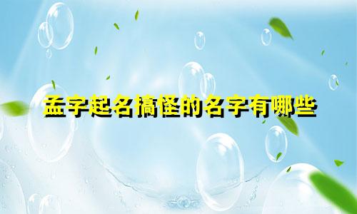 孟字起名搞怪的名字有哪些