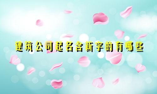 建筑公司起名含新字的有哪些