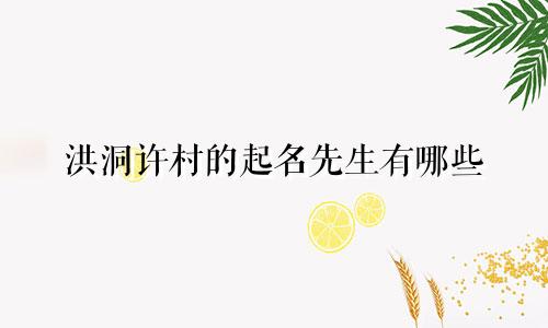 洪洞许村的起名先生有哪些