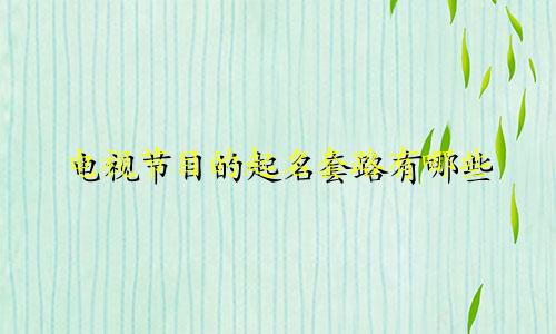 电视节目的起名套路有哪些