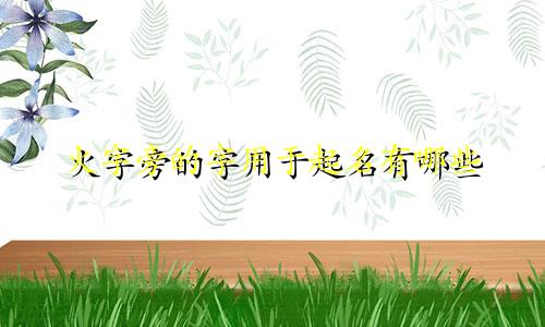 火字旁的字用于起名有哪些