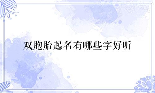 双胞胎起名有哪些字好听