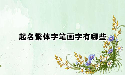 起名繁体字笔画字有哪些