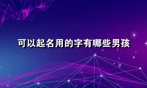可以起名用的字有哪些男孩