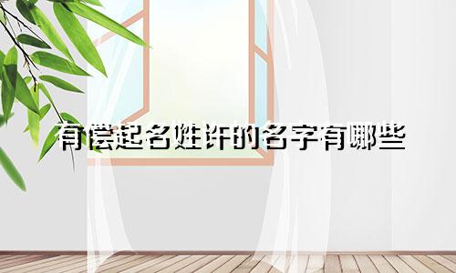 有偿起名姓许的名字有哪些