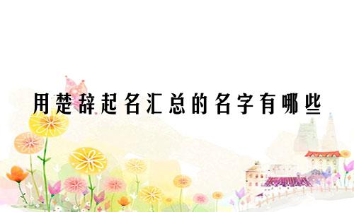 用楚辞起名汇总的名字有哪些