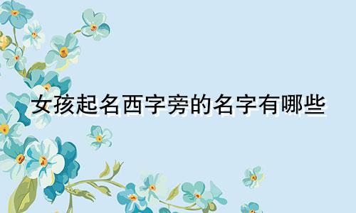 女孩起名西字旁的名字有哪些