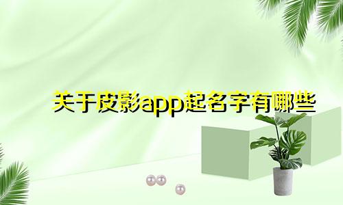 关于皮影app起名字有哪些