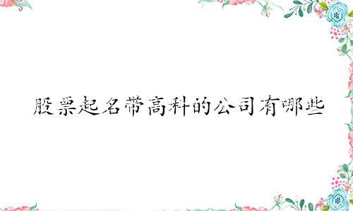 股票起名带高科的公司有哪些