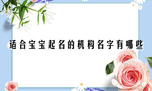 适合宝宝起名的机构名字有哪些