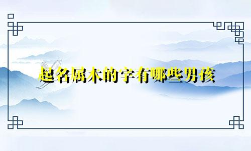 起名属木的字有哪些男孩