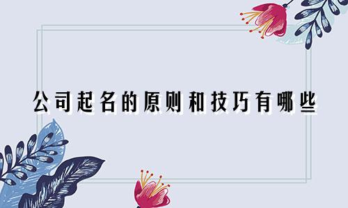 公司起名的原则和技巧有哪些