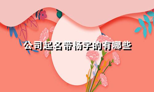 公司起名带杨字的有哪些